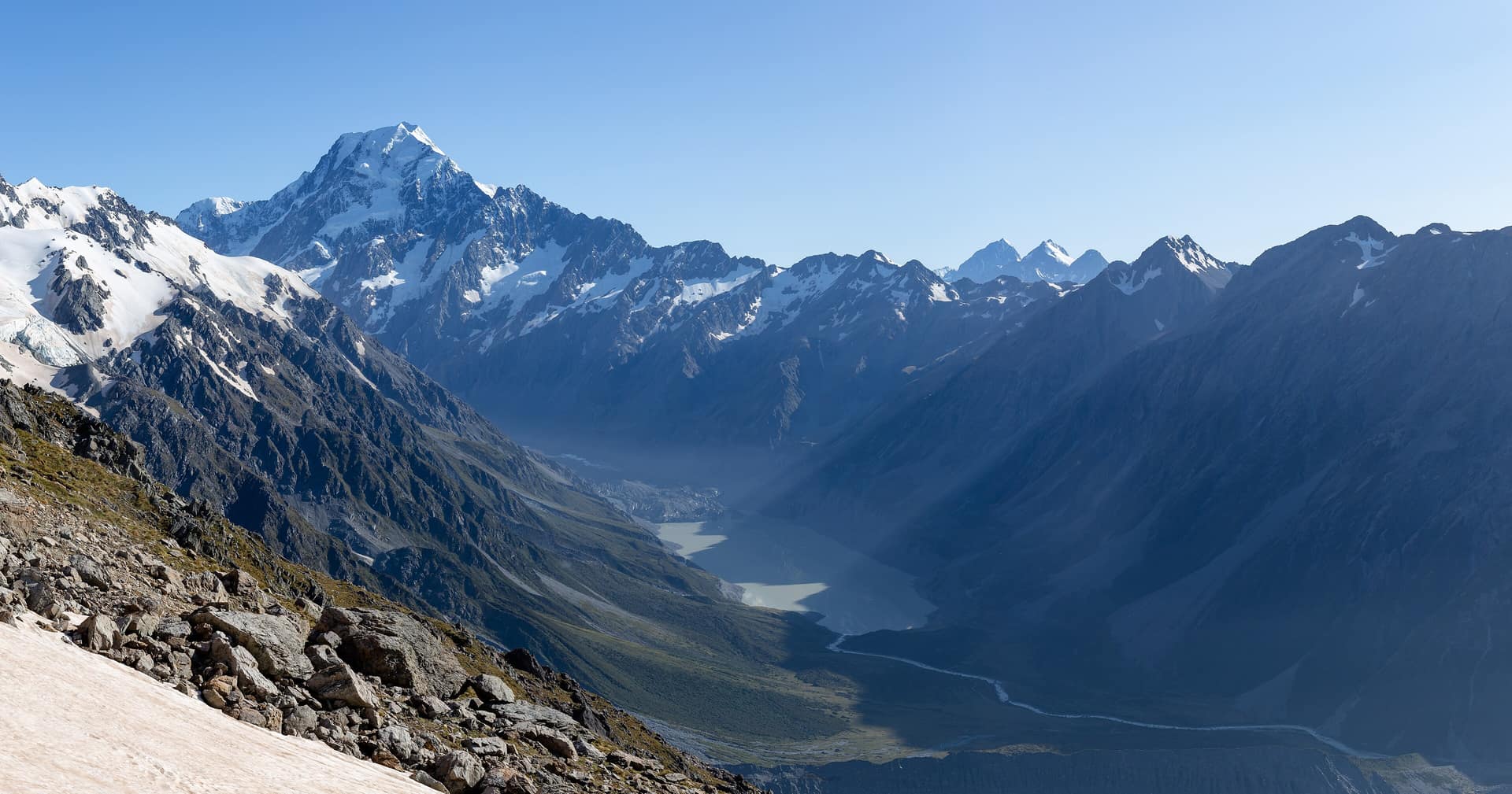 Aoraki/Mount Cook bei Sonnenuntergang, Südinsel Neuseeland