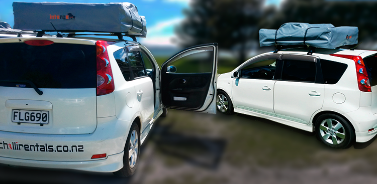 Vrooms with a View Small von Chilli Rentals Neuseeland, Ansicht von Seite und Heck